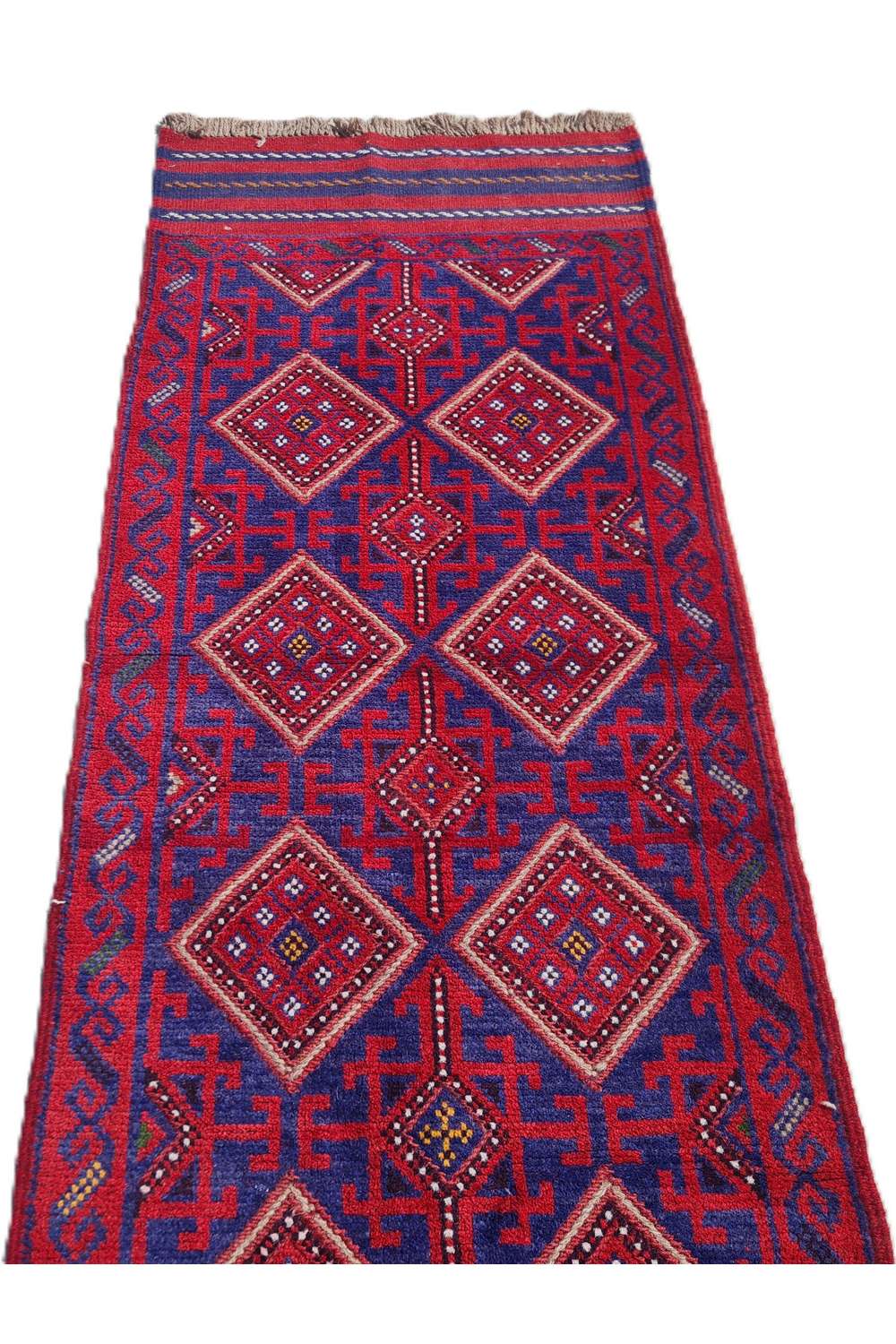 Rare Afghan Hand Woven Mashwani Kilim Kilim Wool Area Runner Rug 8.5 x 1.11 Ft