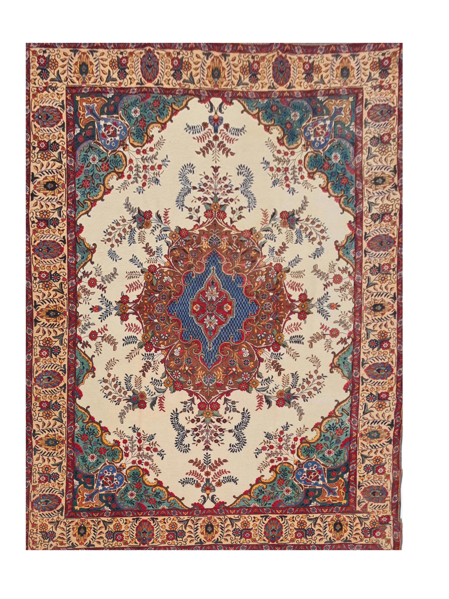 Amazing Hand Knotted Vintage Tabreez Wool Area Rug 12.7 x 9.7 Ft