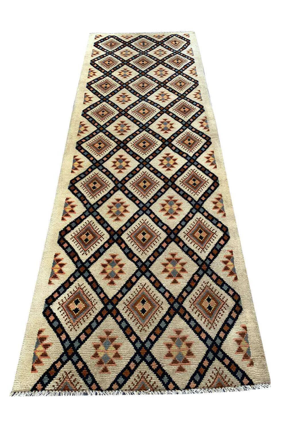 Amazing Hand Knotted Turkish Wool Area Runner Rug 8.9 x 3.0 Ft