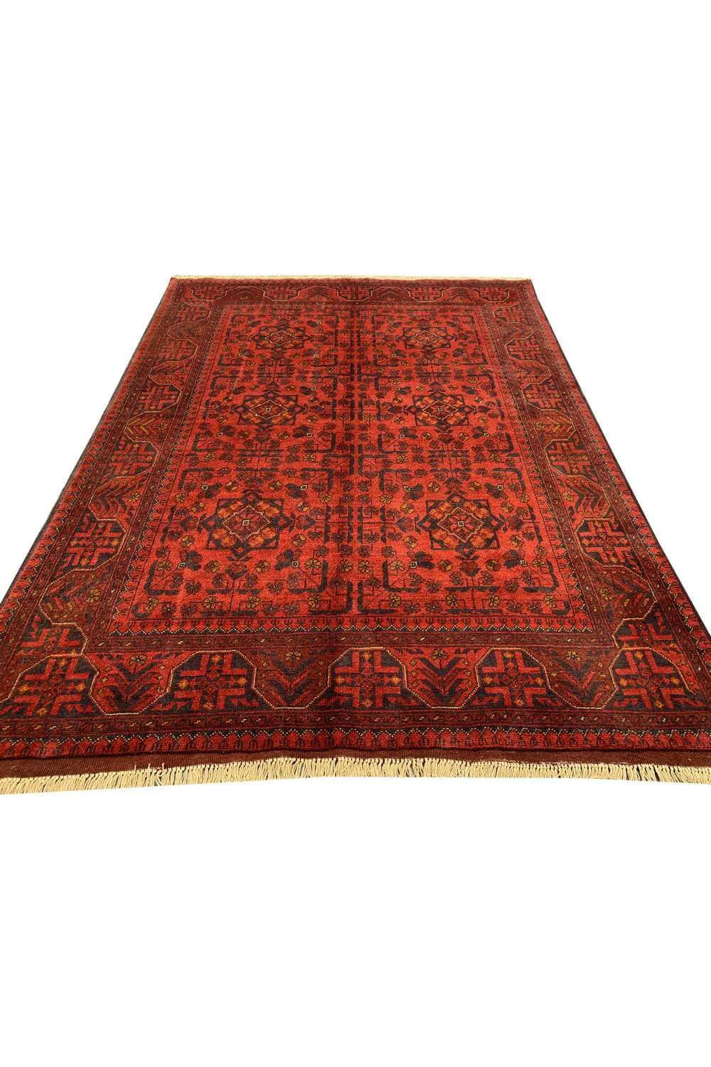 Fine Quality Hand Knotted Afghan Khal Muhammadi Wool Area Rug 6.7 x 4.11 Ft