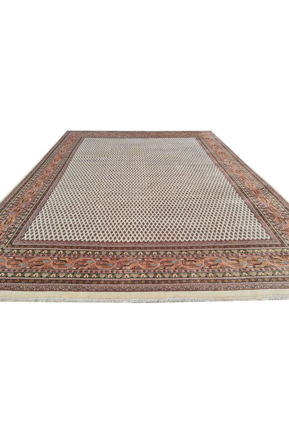 Amazing Hand Knotted Vintage Badam Gul Wool Area Rug 11 x 8 Ft