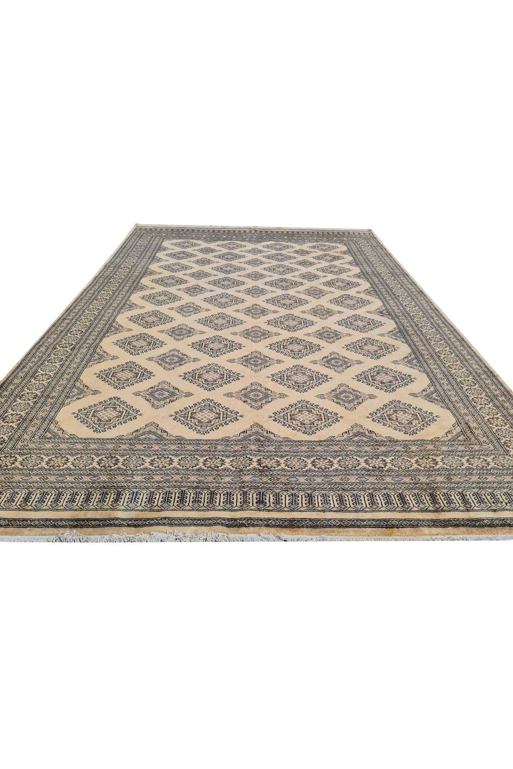 Amazing Hand Knotted Vintage Bokhara Jhaldar Wool Area Rug 9.10 x 6.9 Ft