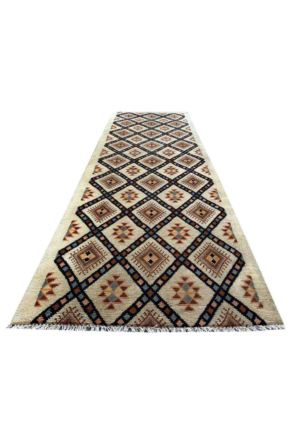 Amazing Hand Knotted Turkish Wool Area Runner Rug 8.9 x 3.0 Ft