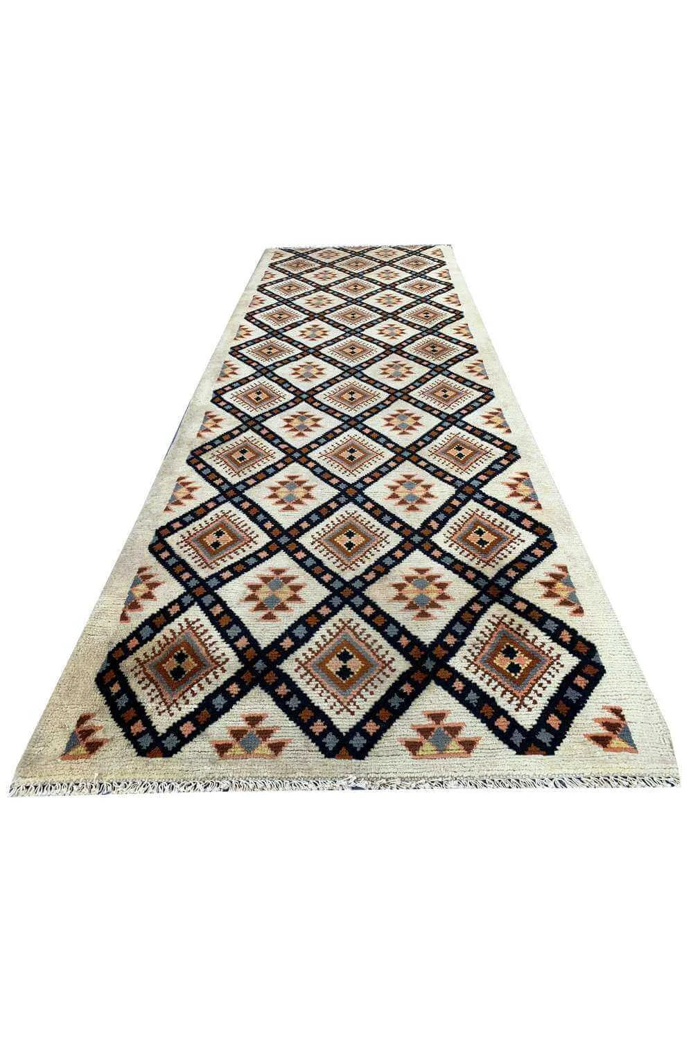 Amazing Hand Knotted Turkish Wool Area Runner Rug 8.9 x 3.0 Ft