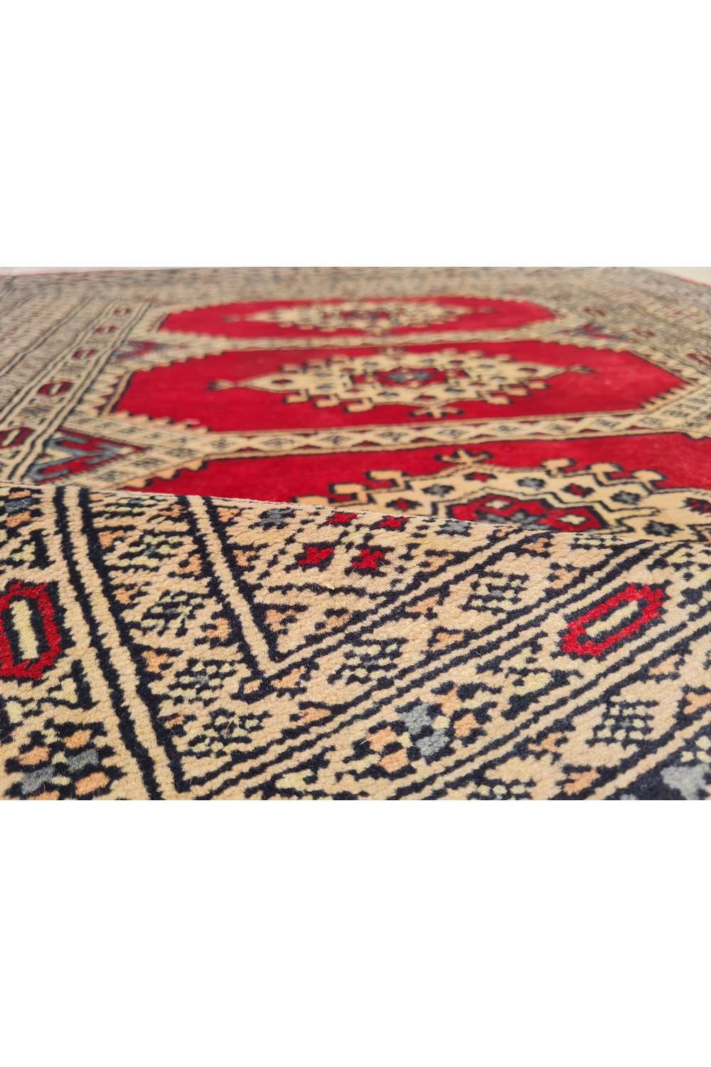 Amazing Hand Knotted Vintage Pakistani Bokhara Jhaldar Wool Area Rug 4.9 x 3.2 Ft
