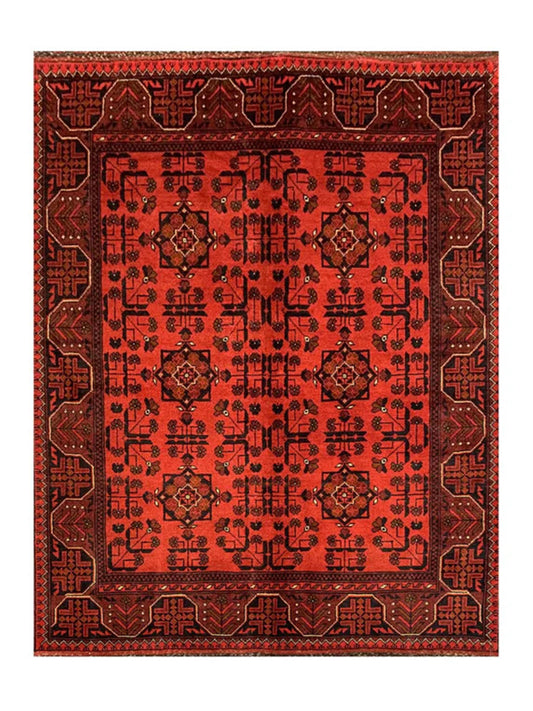 Fine Quality Hand Knotted Afghan Khal Muhammadi Wool Area Rug 6.6 x 5.0 Ft