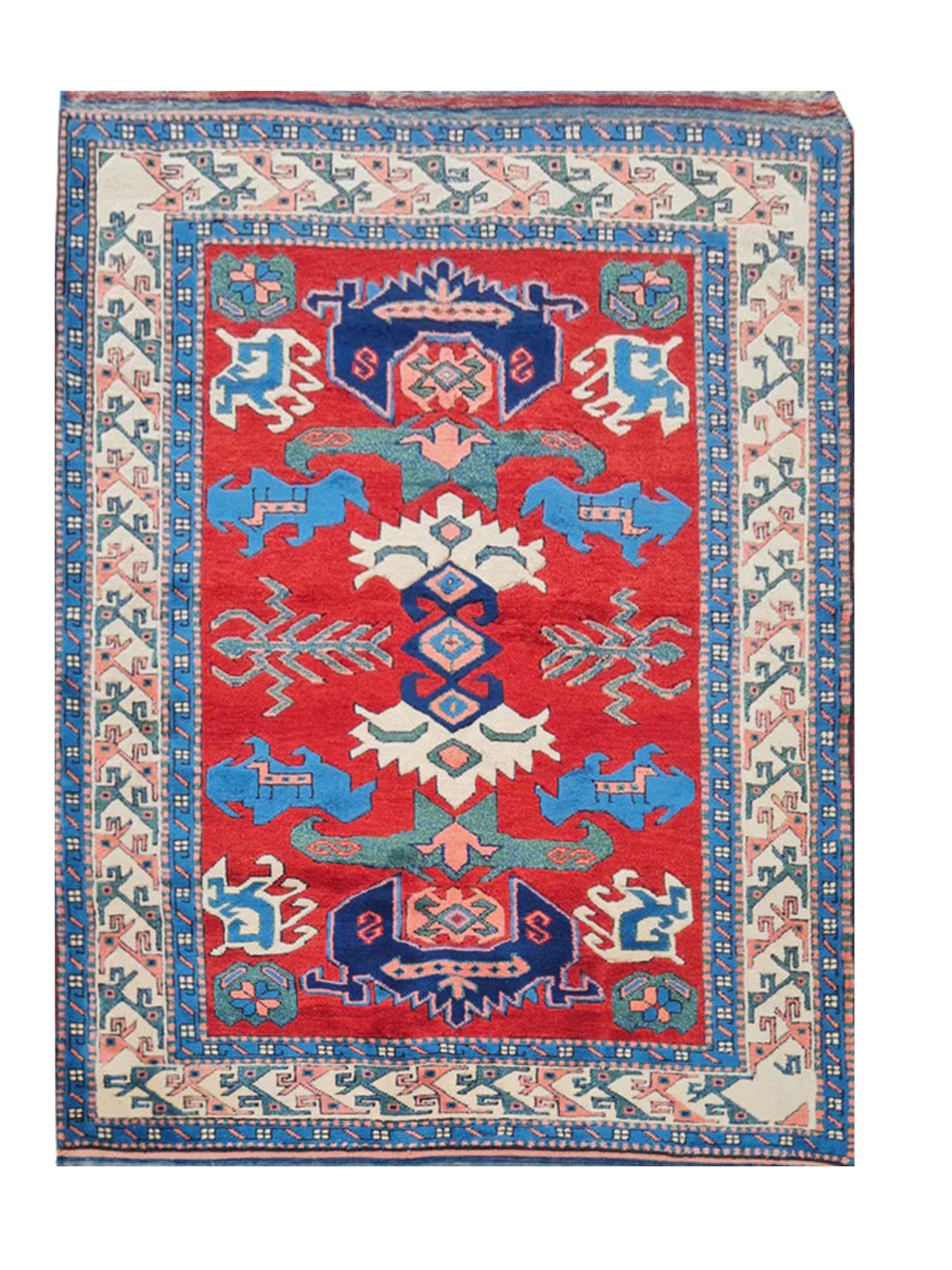 Authentic Hand Knotted Vintage Kurdi Wool Area Rug 5.5 x 4.0 Ft (930 Ger-4)