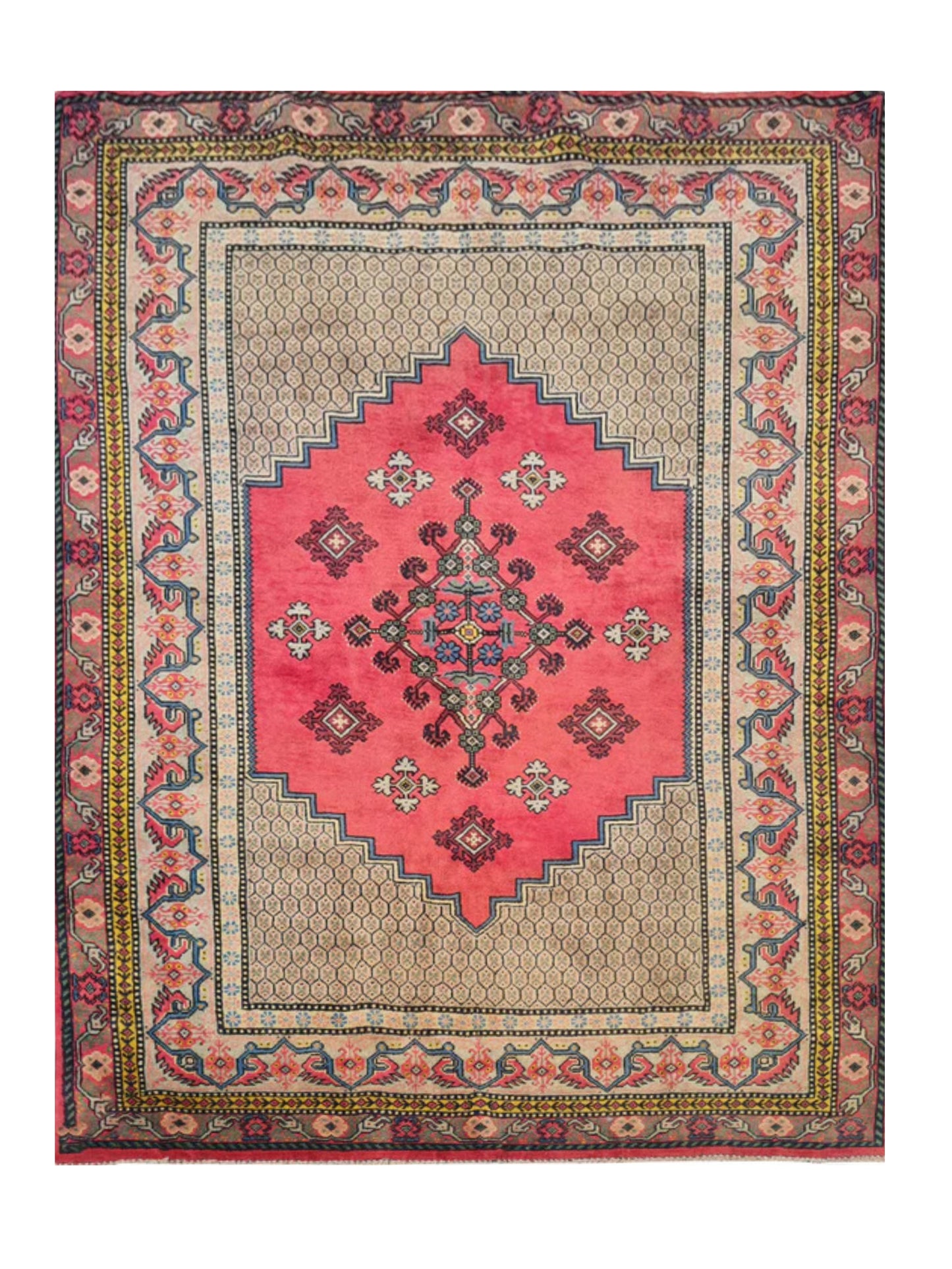Authentic Hand Knotted Vintage Morocco Wool Area Rug 6 x 4 Ft (940 Ger-4)