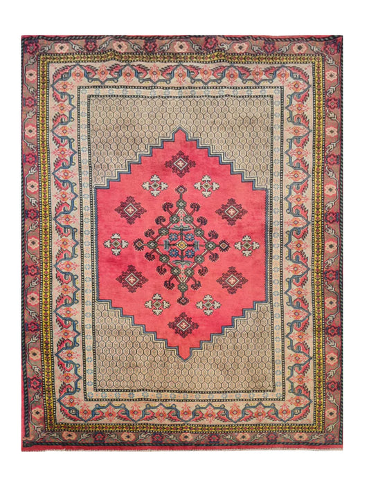 Authentic Hand Knotted Vintage Morocco Wool Area Rug 6 x 4 Ft (940 Ger-4)