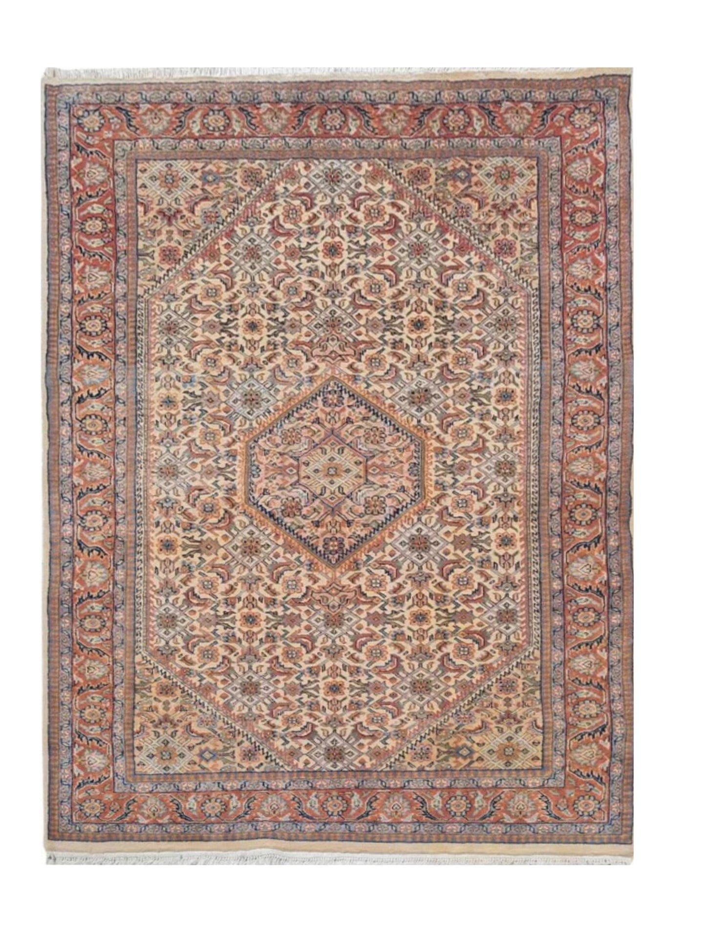 Authentic Hand Knotted Vintage Bijour Wool Area Rug 6 x 4 Ft
