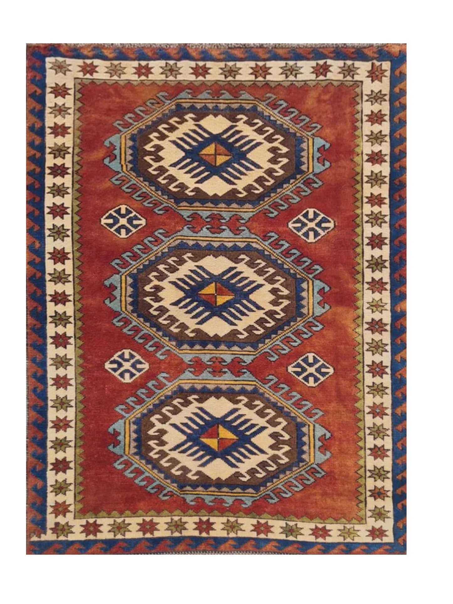 Authentic Hand Knotted Vintage Kurdi Wool Area Rug 6 x 4 Ft