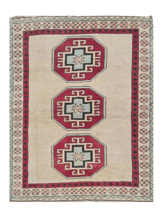 Authentic Hand Knotted Vintage Kurdi Wool Area Rug 6 x 4 Ft