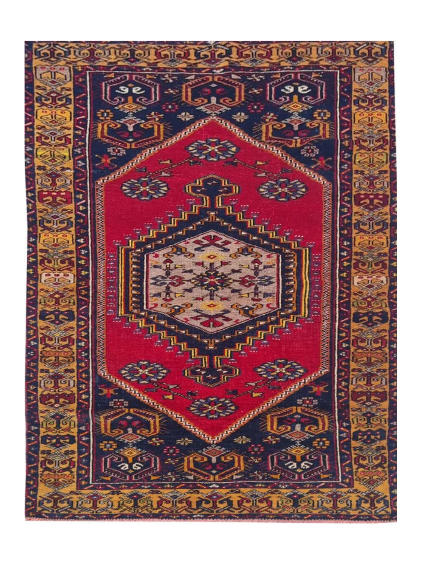 Authentic Hand Knotted Vintage Turkish Wool Area Rug 5.11 x 3.4 Ft