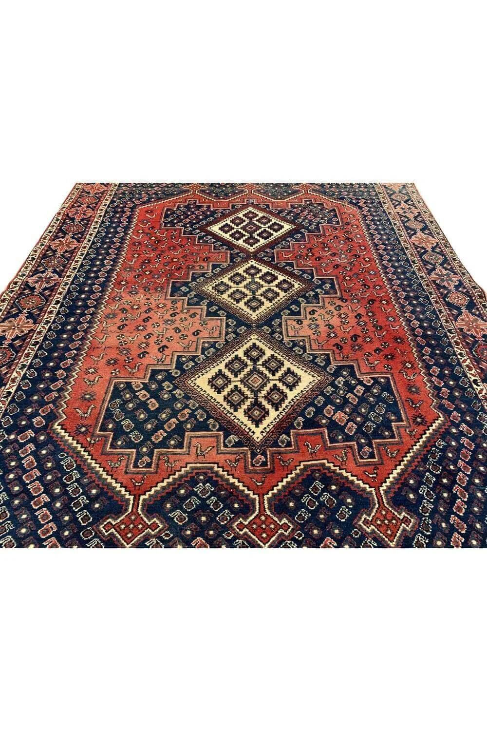 Amazing Hand Knotted Vintage Afshour Pictorial Wool Area Rug 6.5 x 5.4 Ft