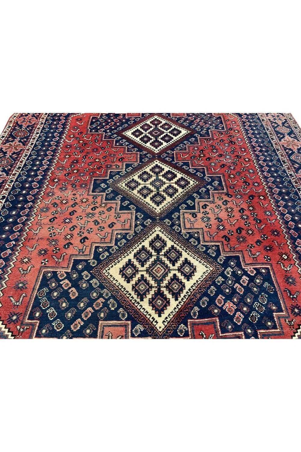 Amazing Hand Knotted Vintage Afshour Pictorial Wool Area Rug 6.5 x 5.4 Ft