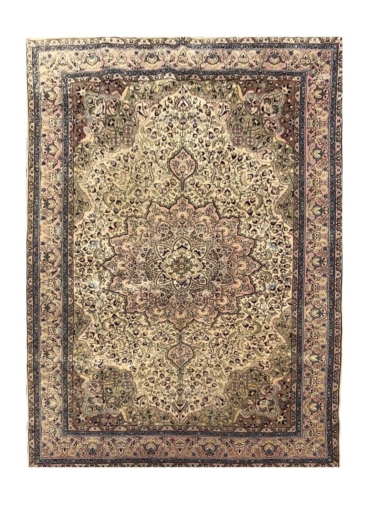 Amazing Hand Knotted Vintage Hareez Wool Area Rug 9.9 x 6.9 Ft