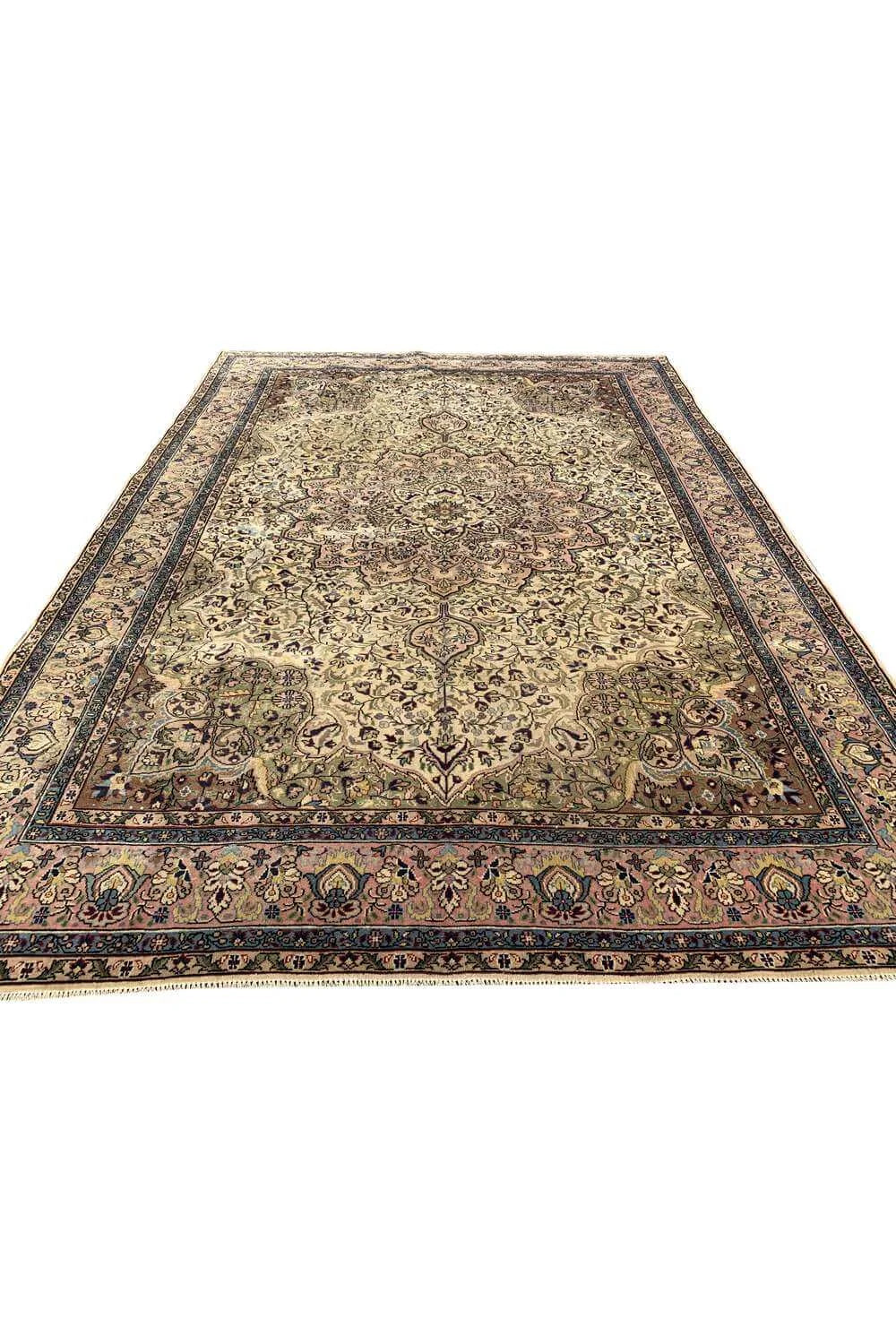 Amazing Hand Knotted Vintage Hareez Wool Area Rug 9.9 x 6.9 Ft