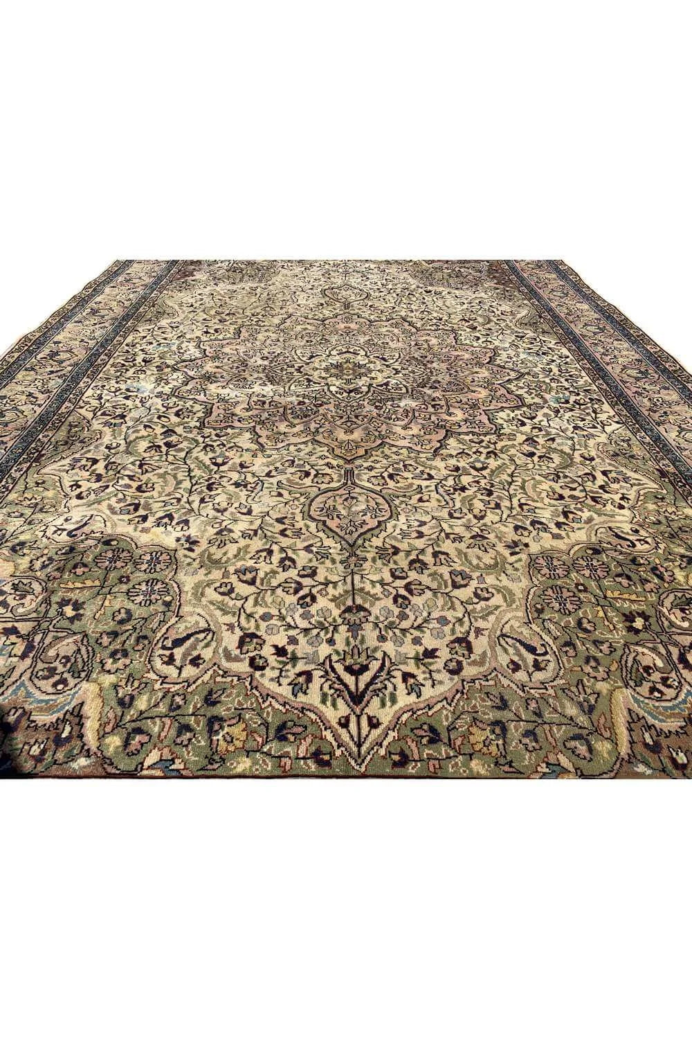 Amazing Hand Knotted Vintage Hareez Wool Area Rug 9.9 x 6.9 Ft