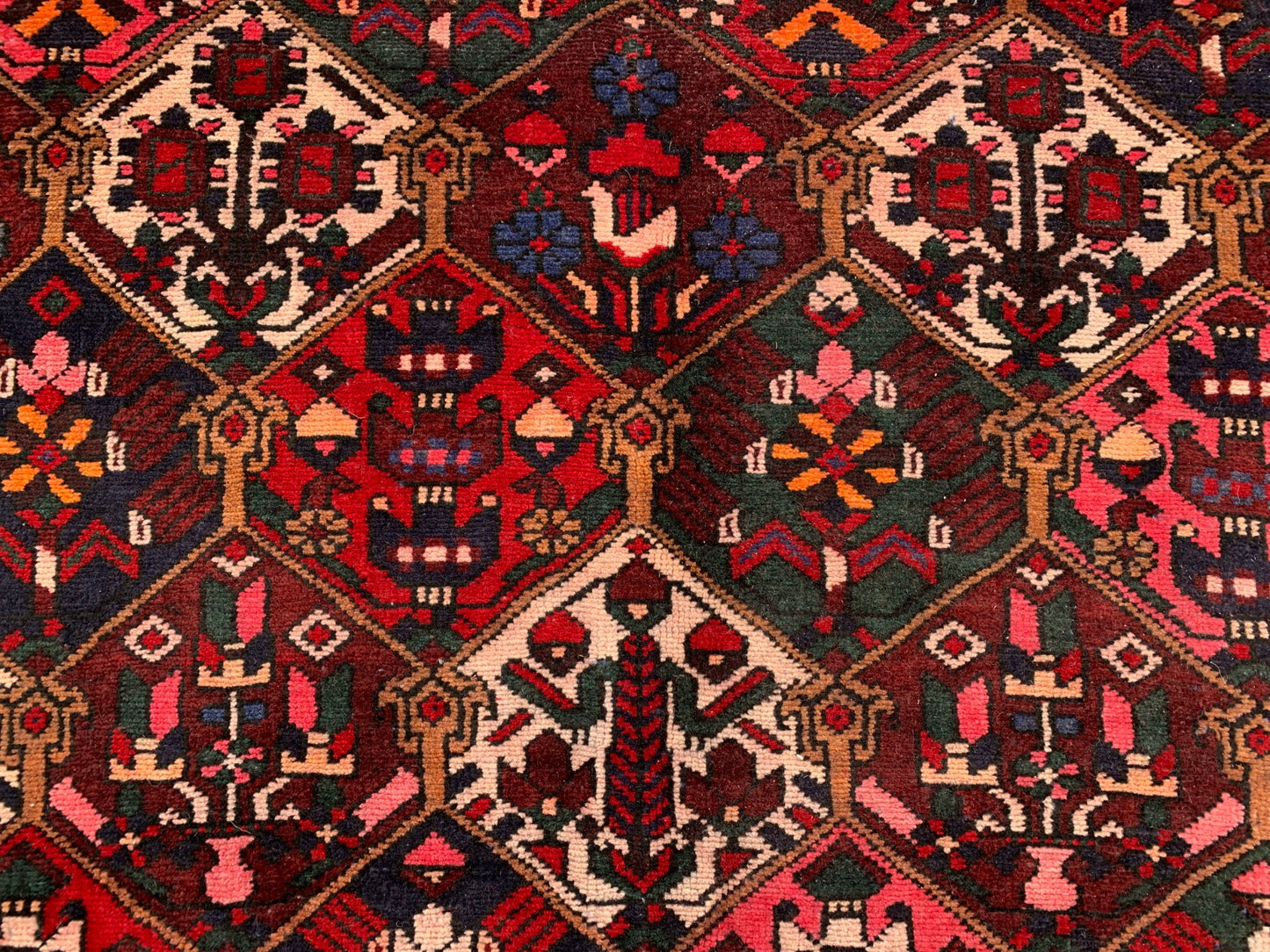 Amazing Hand Knotted Vintage Baghtiyaar Wool Area Rug 9.4 x 6.9 Ft