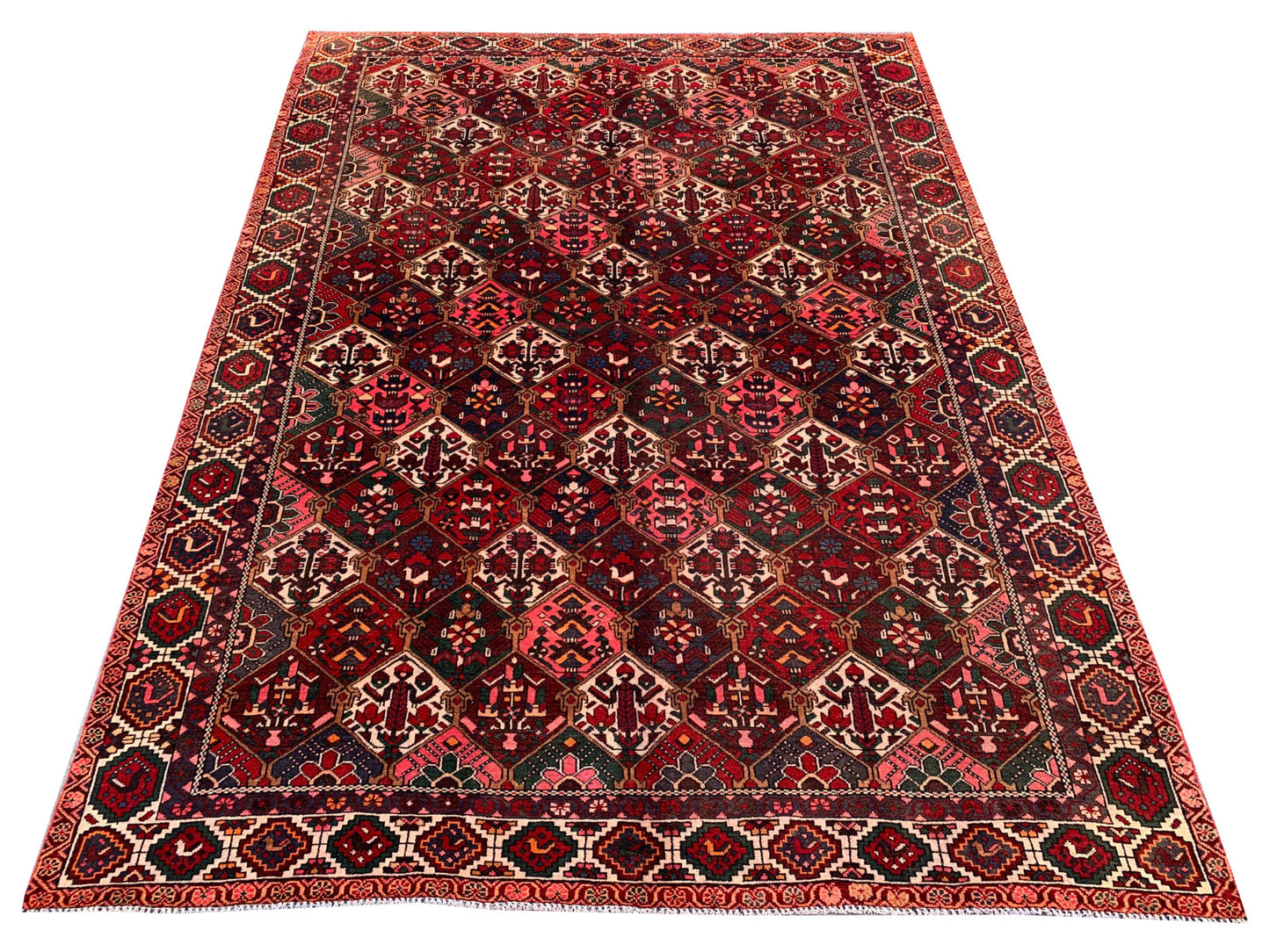 Amazing Hand Knotted Vintage Baghtiyaar Wool Area Rug 9.4 x 6.9 Ft