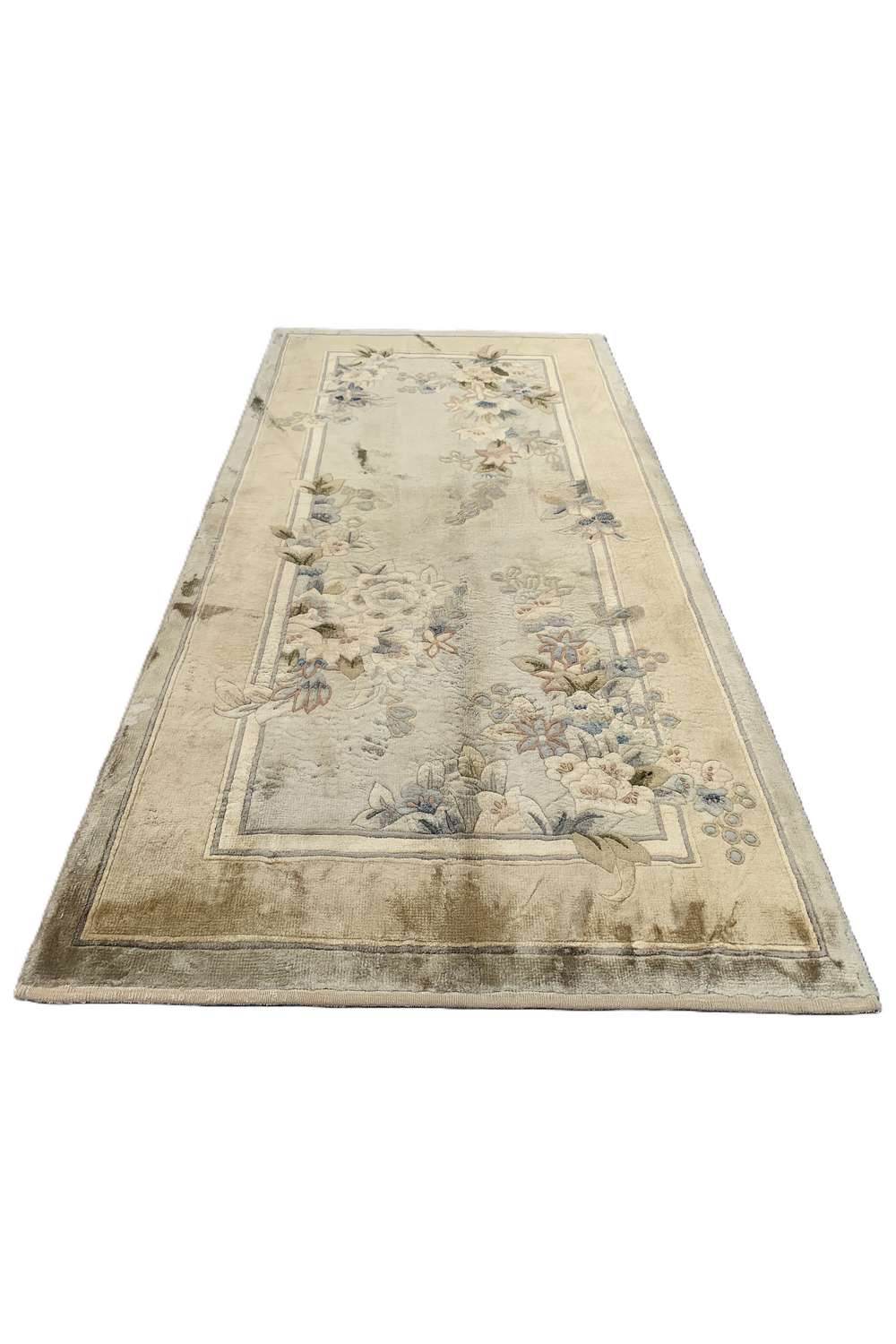 Amazing Hand Knotted Vintage Sino Silk Area Rug 4.6 x 2.3 Ft