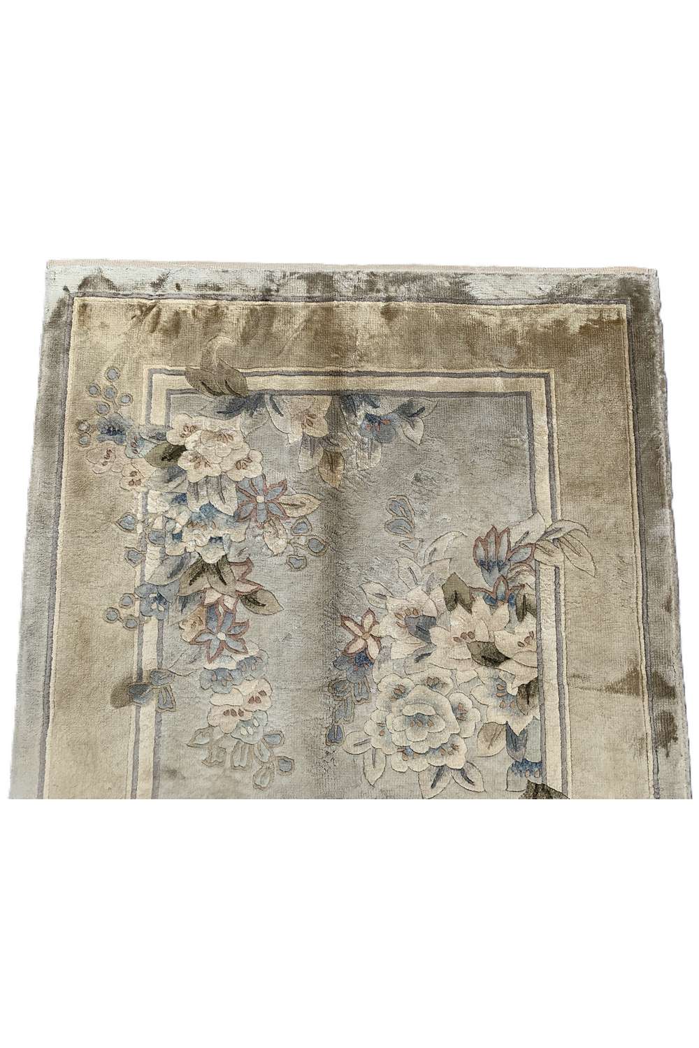 Amazing Hand Knotted Vintage Sino Silk Area Rug 4.6 x 2.3 Ft