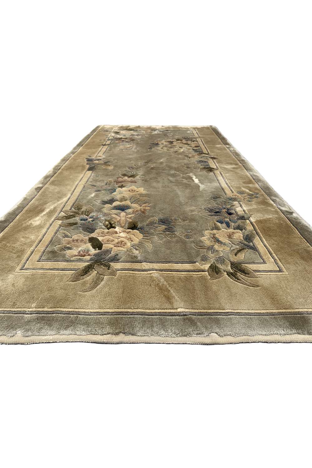 Amazing Hand Knotted Vintage Sino Silk Area Rug 4.6 x 2.3 Ft
