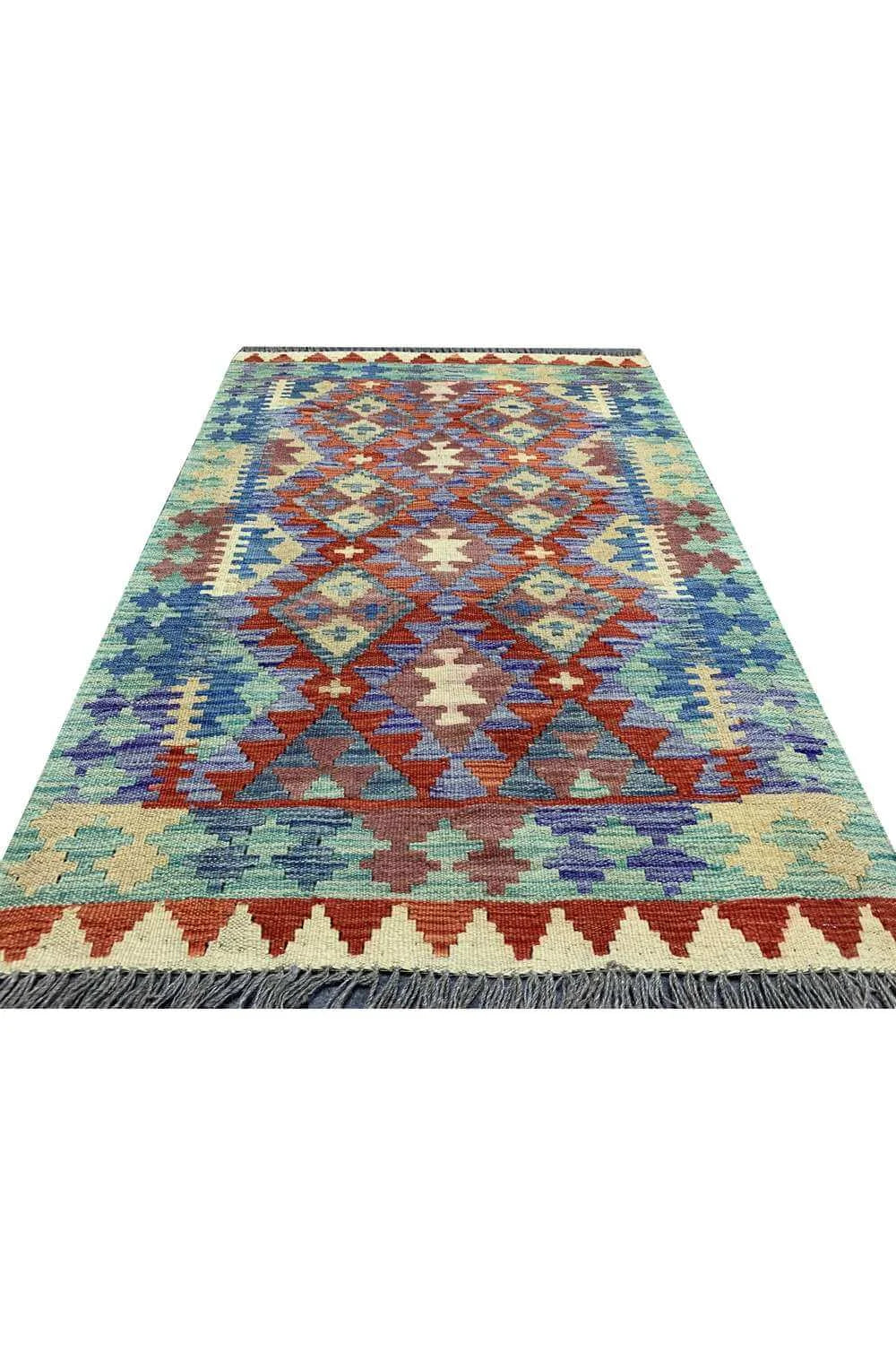 New Afghan Chobi Hand Woven Veg Dyed Wool Kilim Area Rug 4.1 x 2.8 Ft