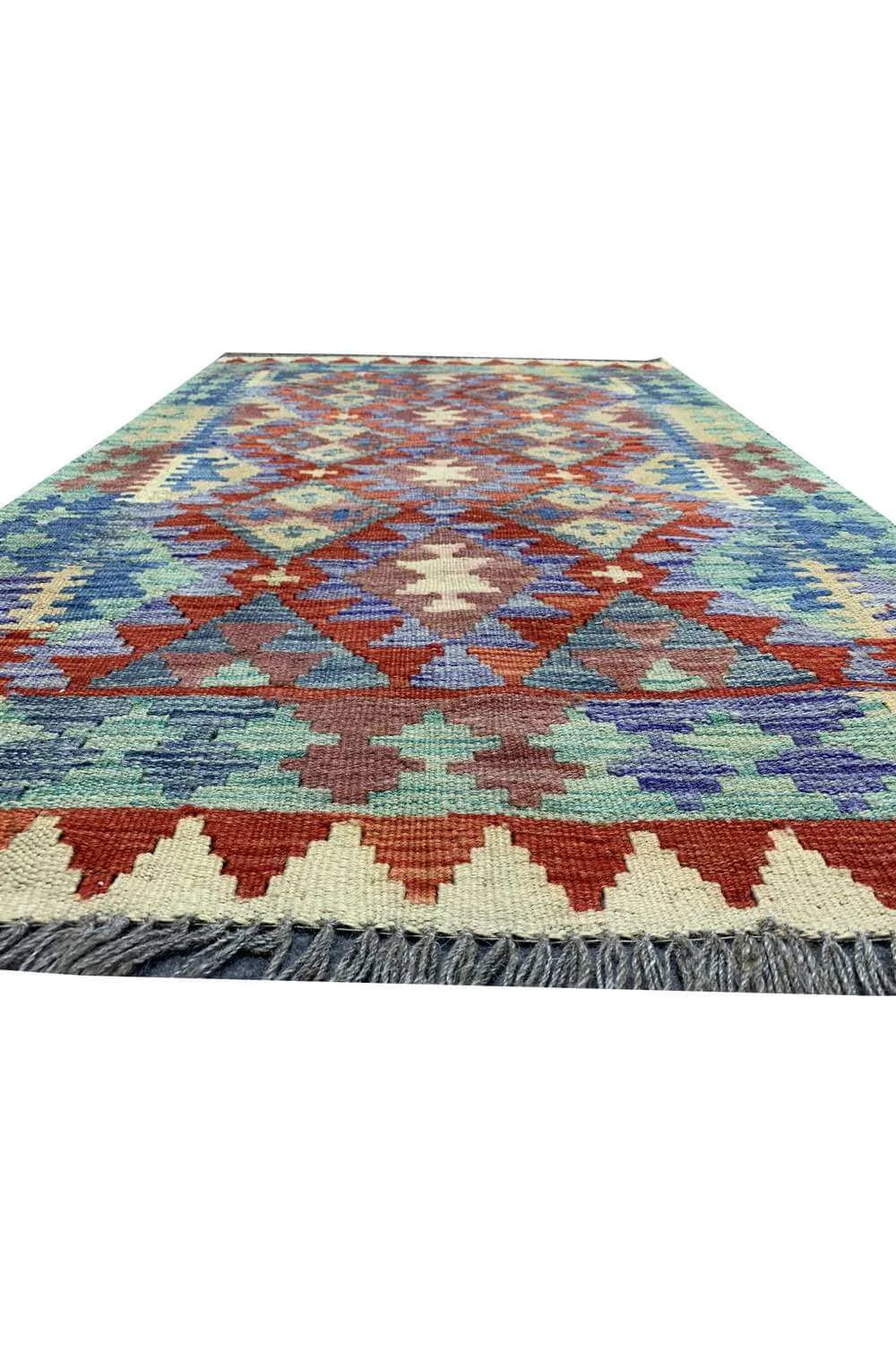 New Afghan Chobi Hand Woven Veg Dyed Wool Kilim Area Rug 4.1 x 2.8 Ft