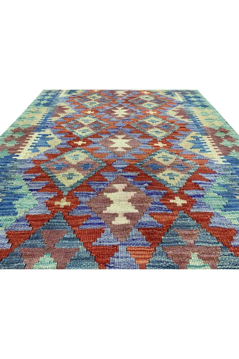 New Afghan Chobi Hand Woven Veg Dyed Wool Kilim Area Rug 4.1 x 2.8 Ft
