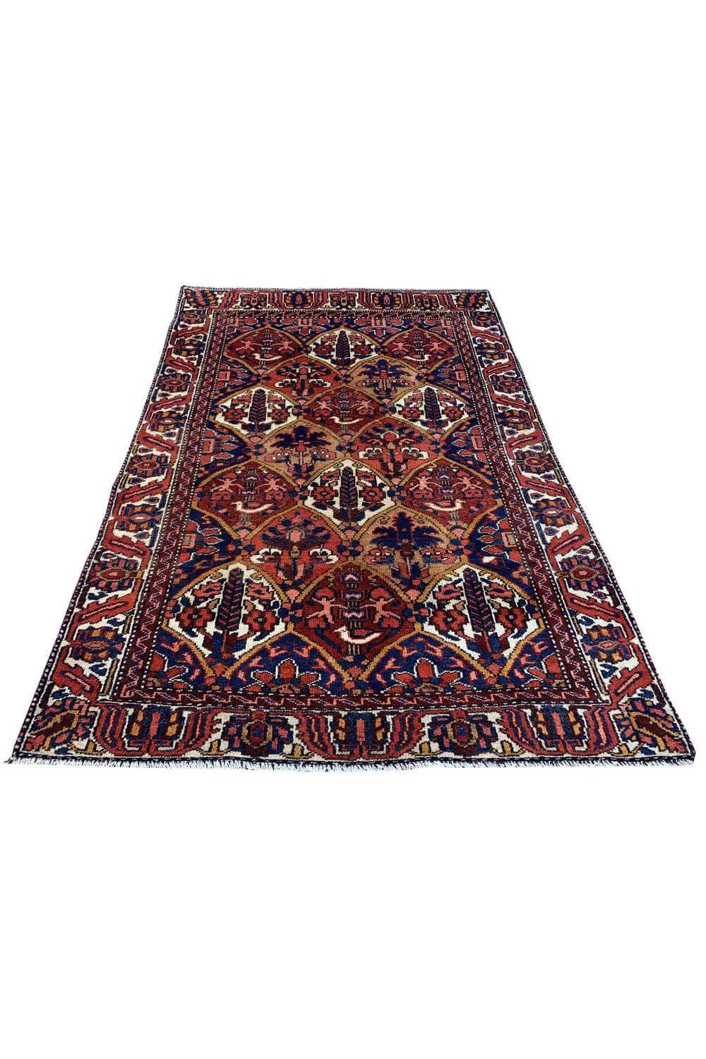 Amazing Hand Knotted Vintage Baghtiyaar Pictorial Wool Area Rug 4.10 x 3.2 Ft