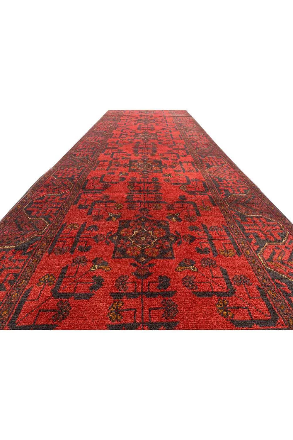 Fine Quality Hand Knotted Afghan Khal Muhammadi Wool Area Runner Rug 9.8 x 2.9 Ft