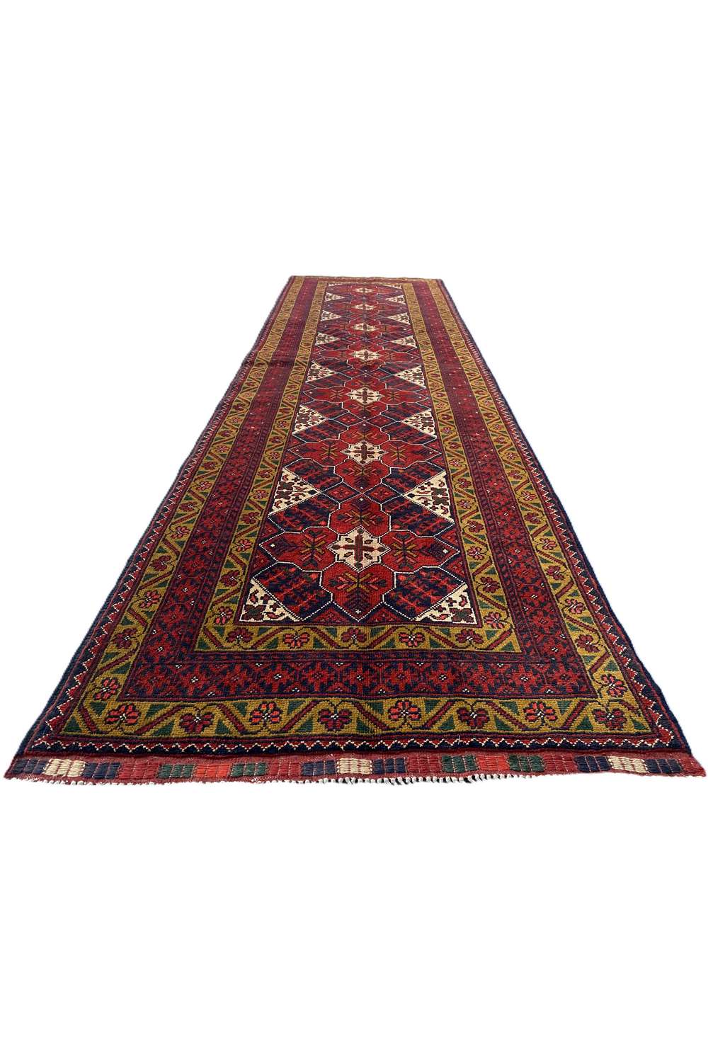 Fine Quality Hand Knotted Afghan Khal Muhammadi Wool Area Runner Rug 9.8 x 2.9 Ft