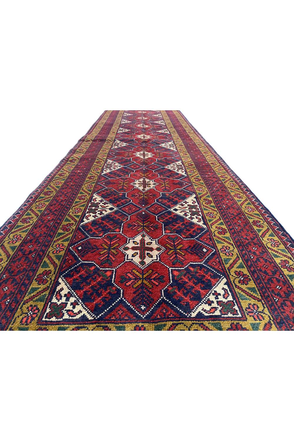 Fine Quality Hand Knotted Afghan Khal Muhammadi Wool Area Runner Rug 9.8 x 2.9 Ft