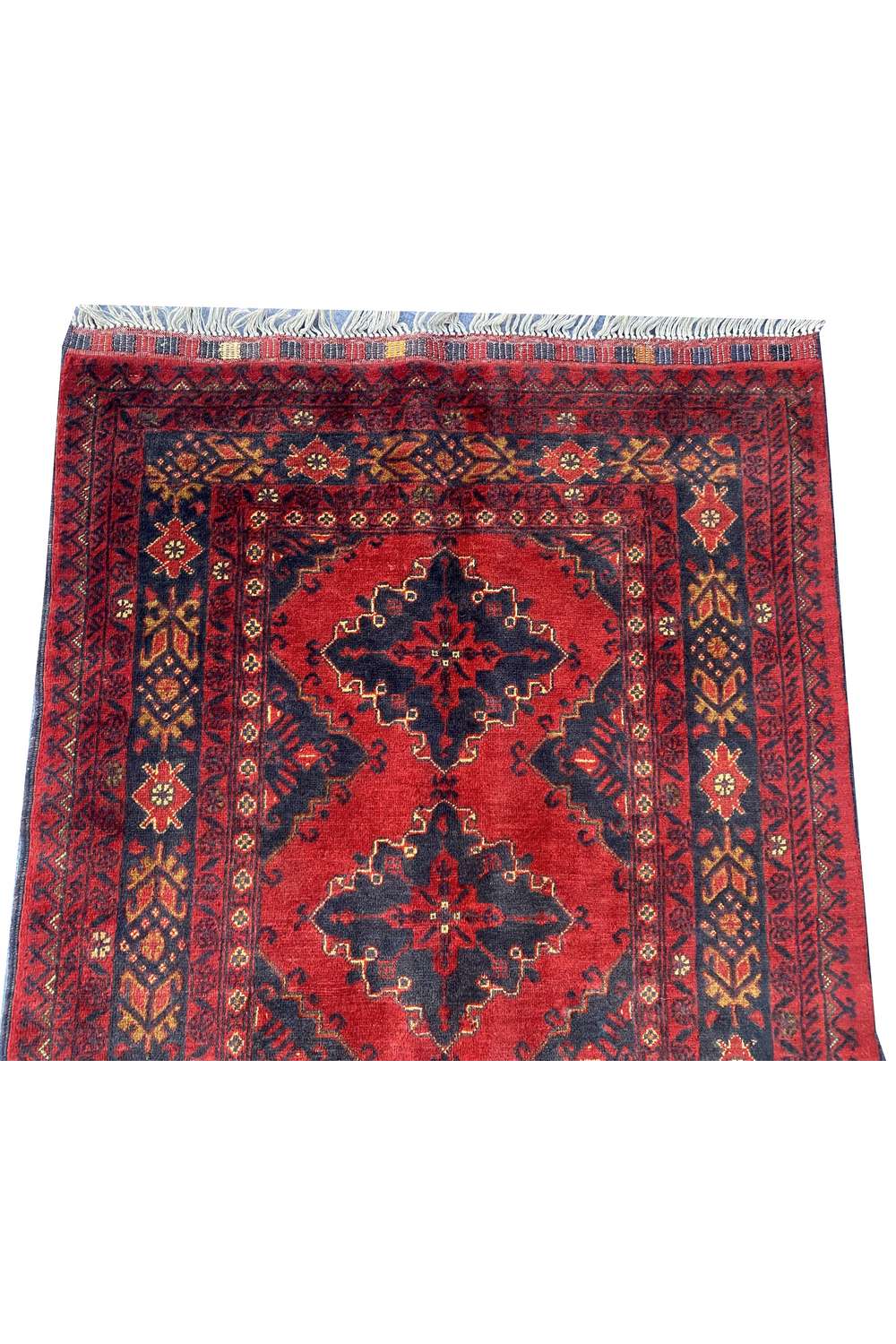 Fine Quality Hand Knotted Afghan Khal Muhammadi Wool Area Runner Rug 9.3 x 3.0 Ft
