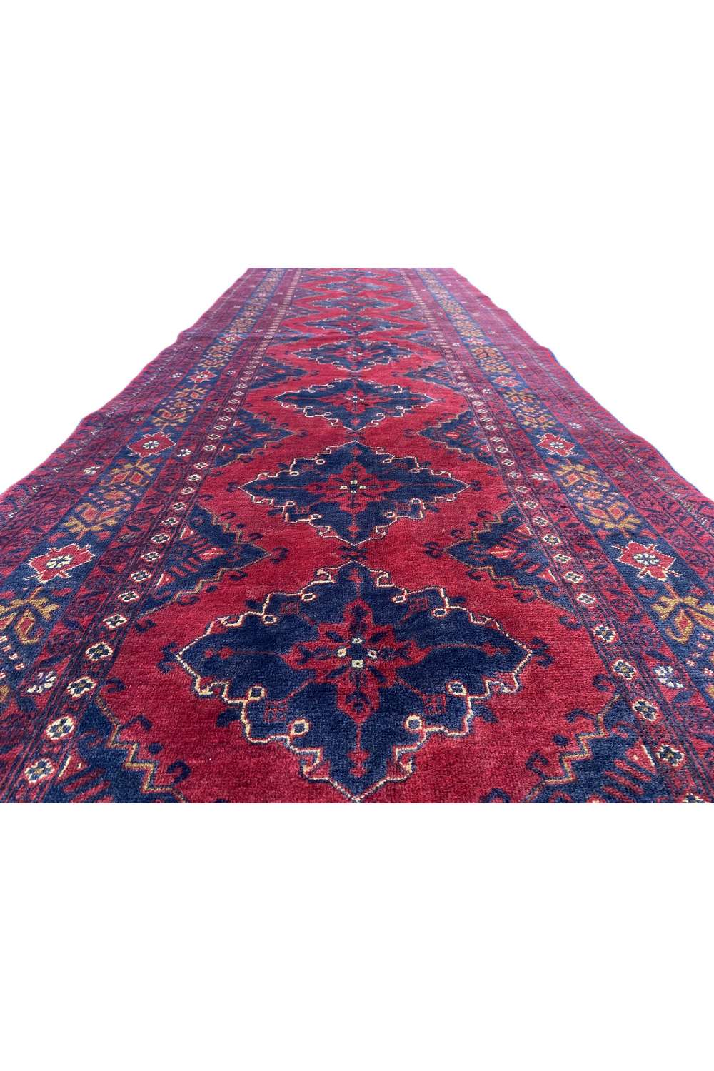Fine Quality Hand Knotted Afghan Khal Muhammadi Wool Area Runner Rug 9.3 x 3.0 Ft