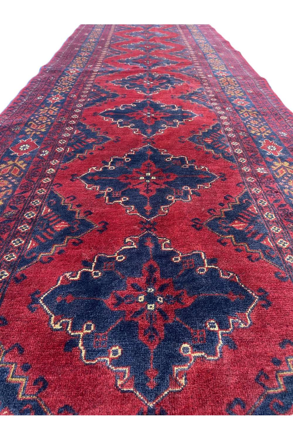 Fine Quality Hand Knotted Afghan Khal Muhammadi Wool Area Runner Rug 9.3 x 3.0 Ft