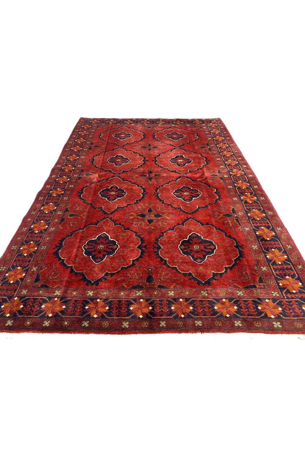 Amazing Hand Knotted Afghan Khal Muhammadi Wool Area Rug 9.1 x 6.2 Ft