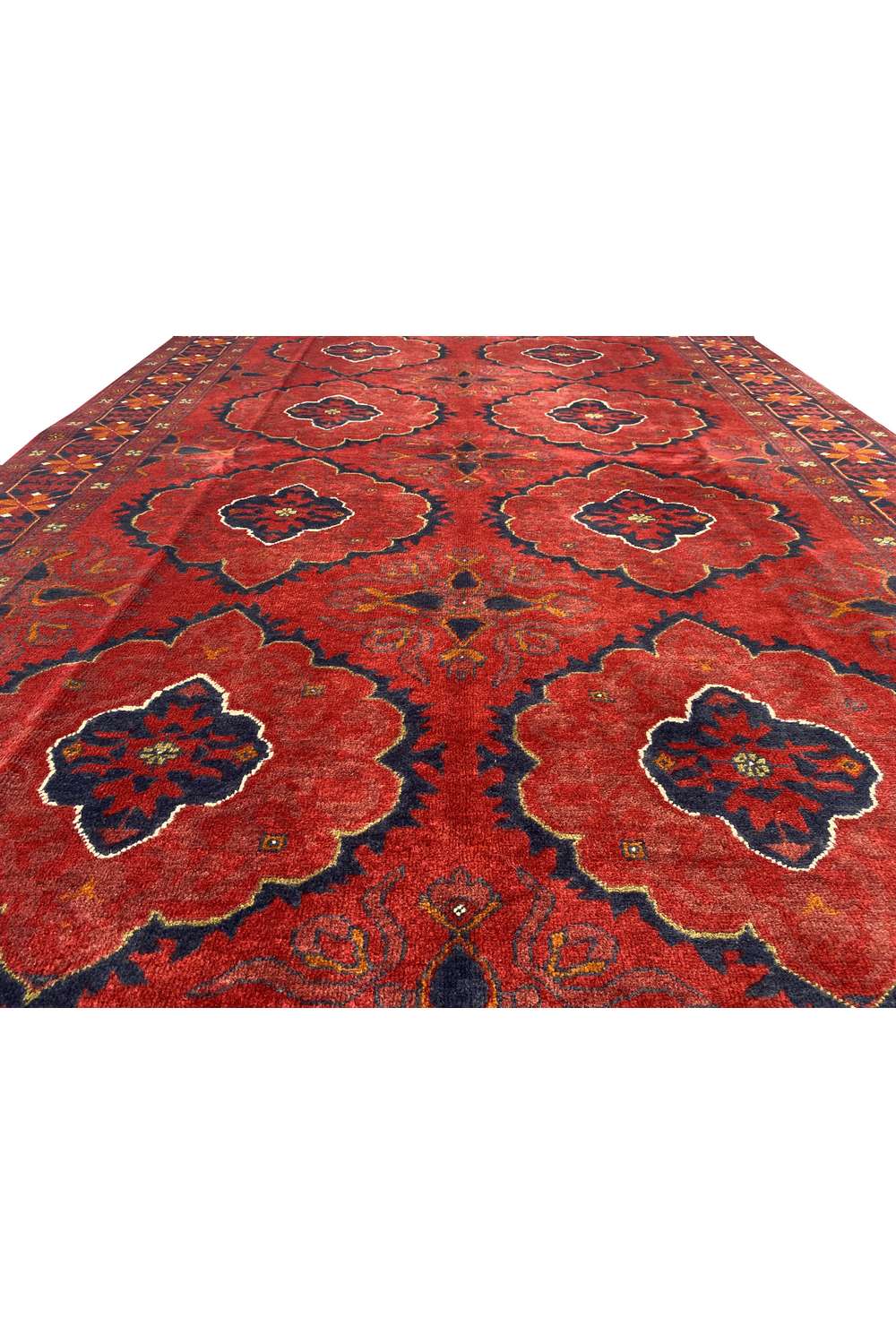 Amazing Hand Knotted Afghan Khal Muhammadi Wool Area Rug 9.1 x 6.2 Ft