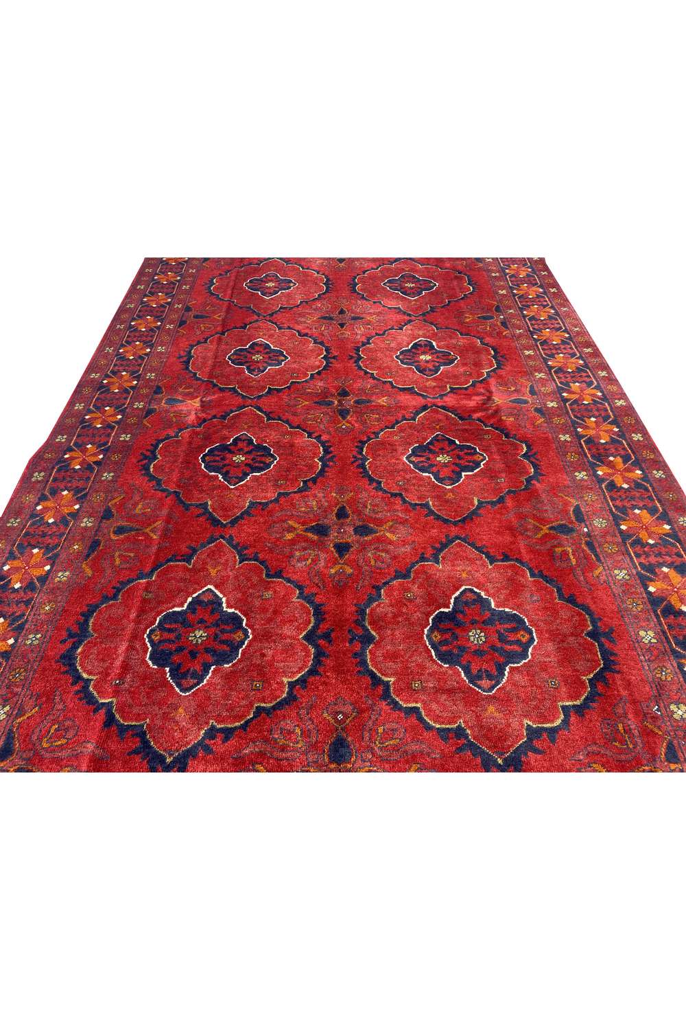 Amazing Hand Knotted Afghan Khal Muhammadi Wool Area Rug 9.1 x 6.2 Ft