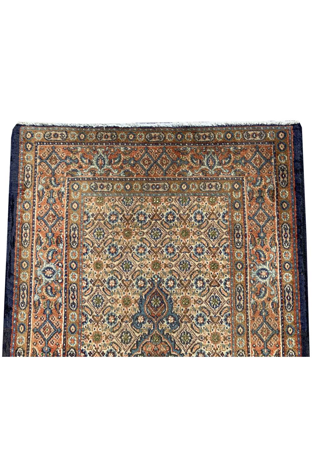 Amazing Hand Knotted Vintage Persian Yamoud Wool Area Rug 9.4 x 2.7 Ft