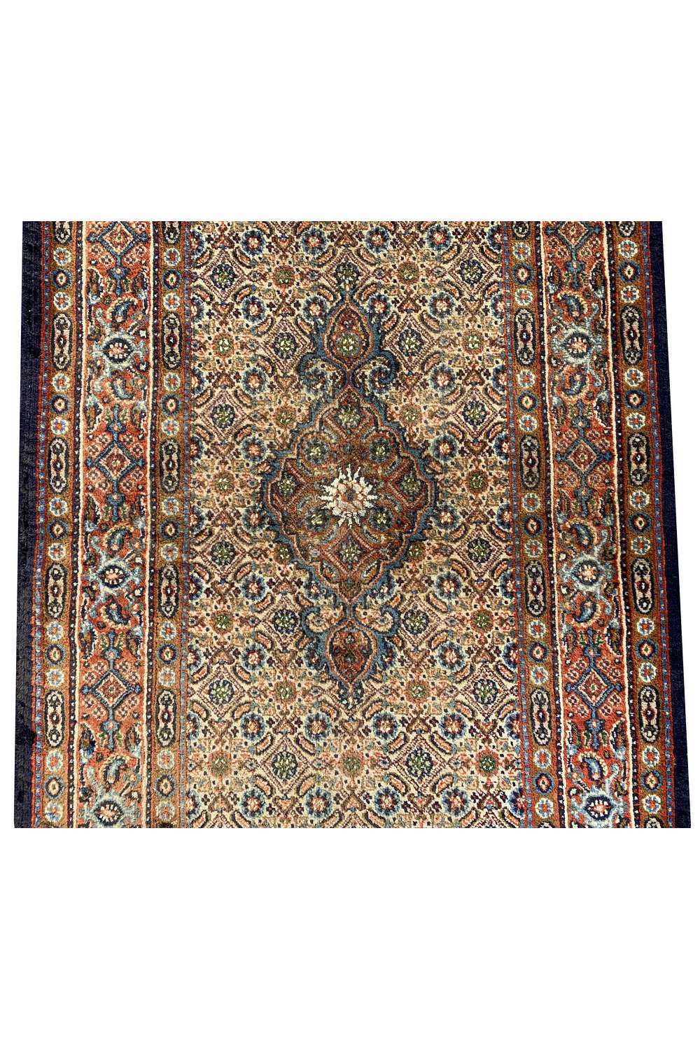 Amazing Hand Knotted Vintage Persian Yamoud Wool Area Rug 9.4 x 2.7 Ft