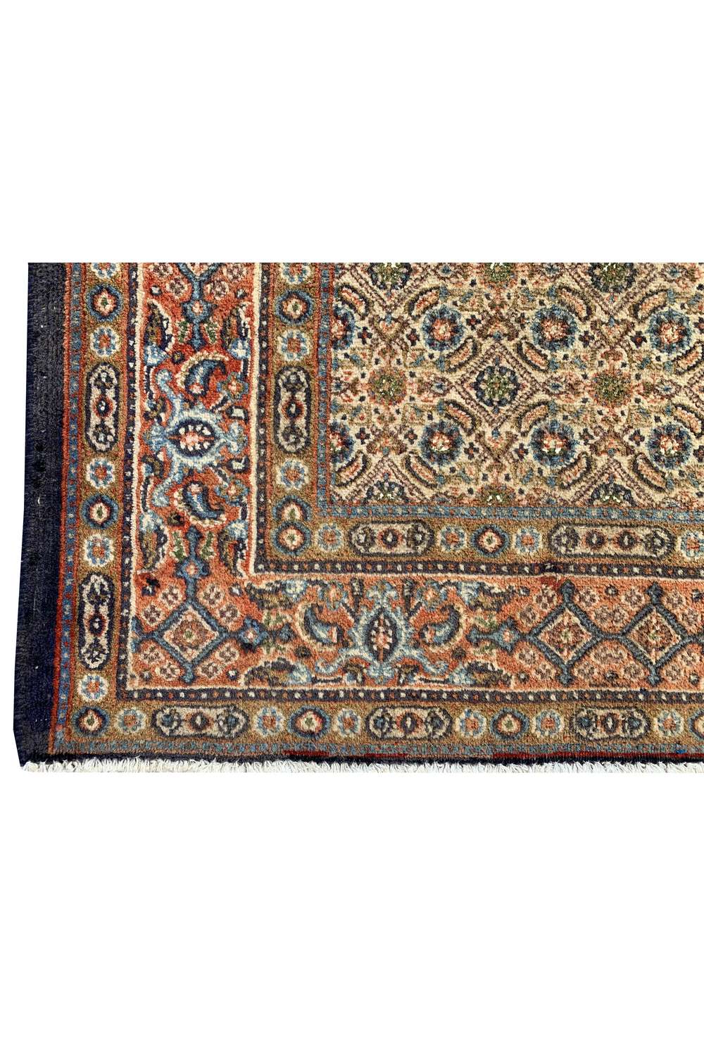 Amazing Hand Knotted Vintage Persian Yamoud Wool Area Rug 9.4 x 2.7 Ft