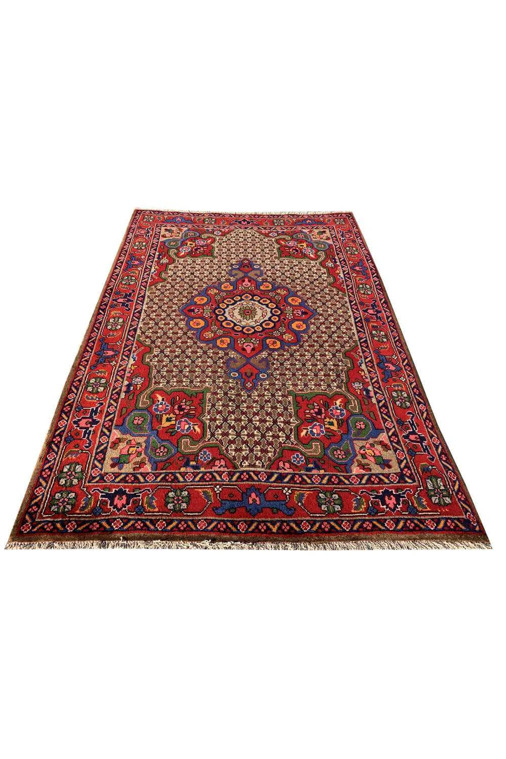 Authentic Hand Knotted Vintage Bijour Wool Area Rug 5.1 x 3.4 Ft