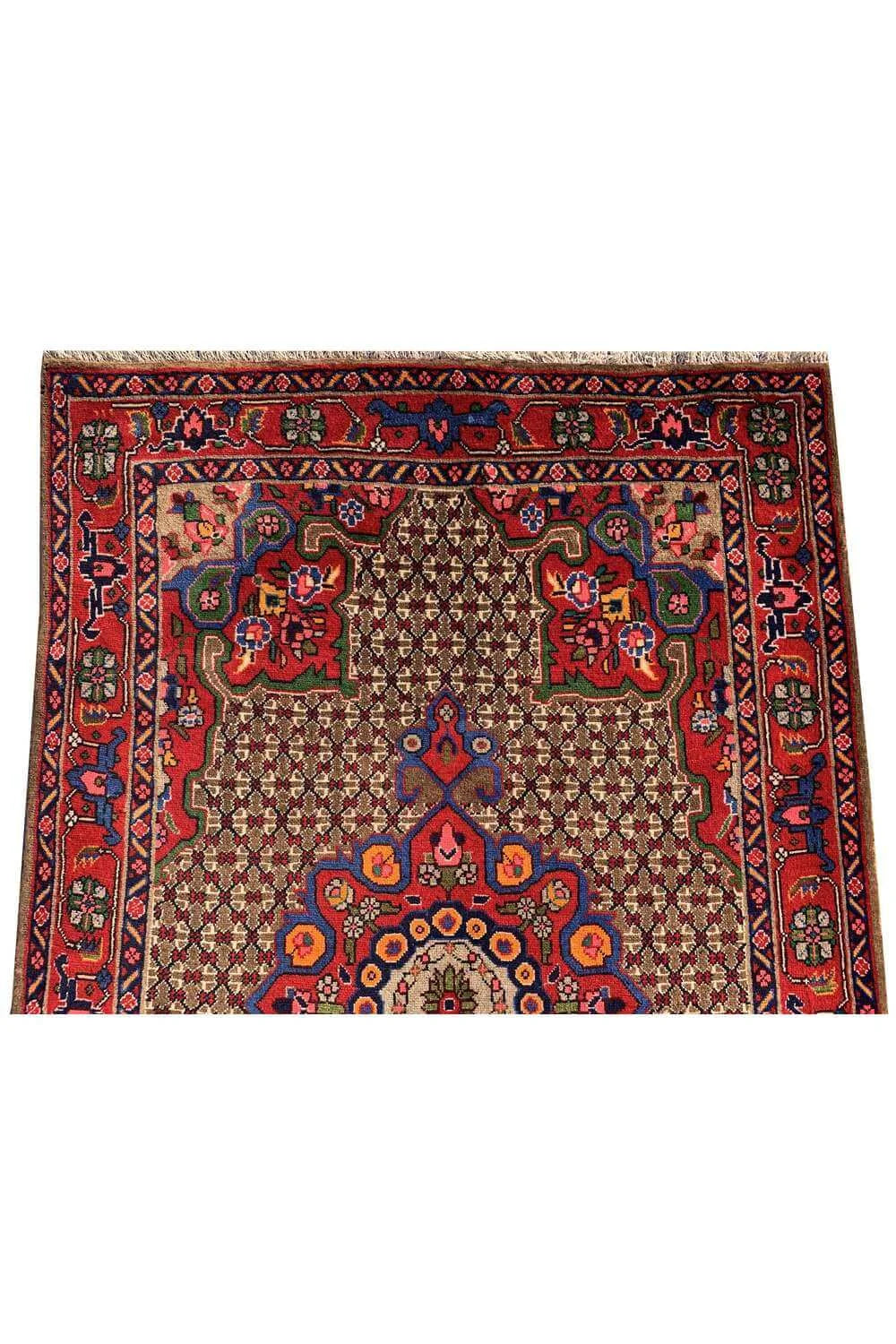 Authentic Hand Knotted Vintage Bijour Wool Area Rug 5.1 x 3.4 Ft