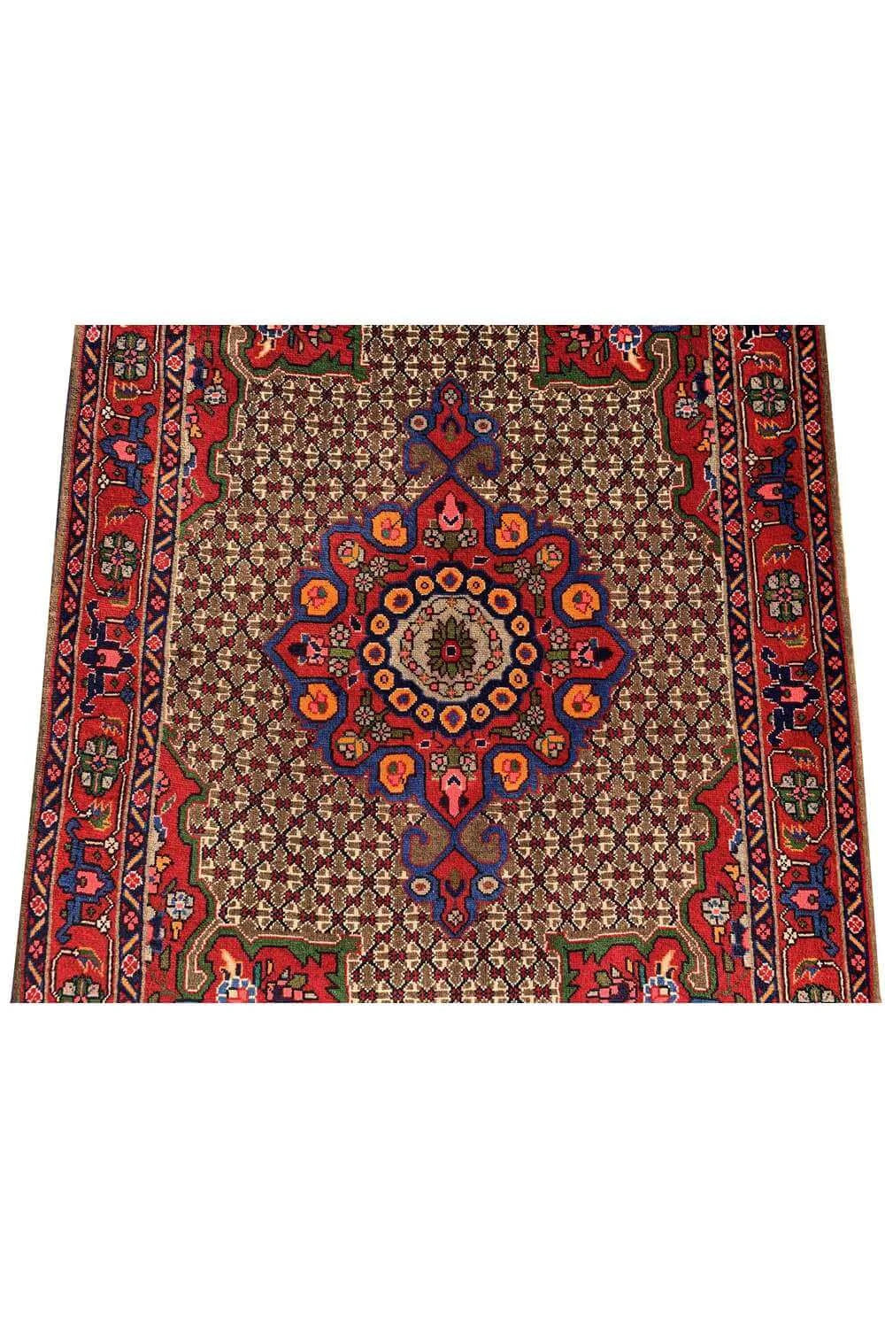 Authentic Hand Knotted Vintage Bijour Wool Area Rug 5.1 x 3.4 Ft
