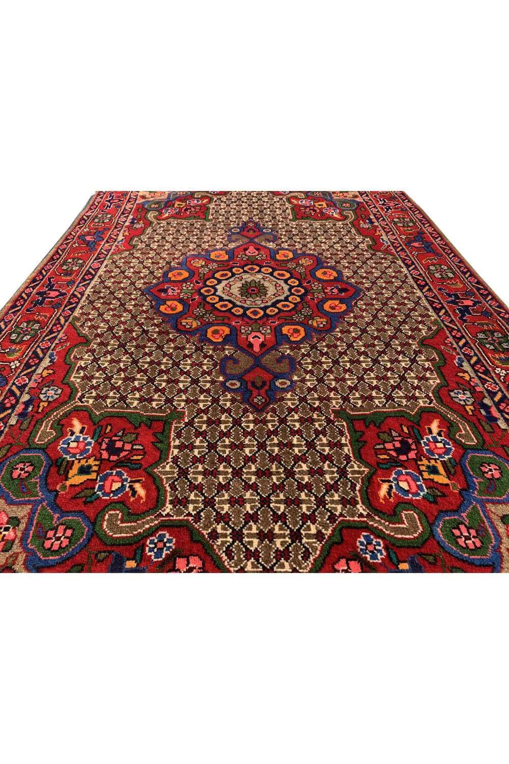 Authentic Hand Knotted Vintage Bijour Wool Area Rug 5.1 x 3.4 Ft