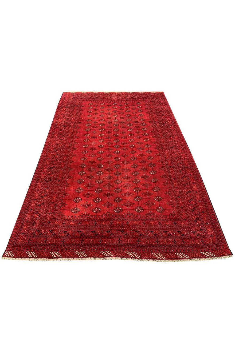 Amazing Hand Knotted Vintage Afghan Turkmen Moori Wool Area Rug 9.10 x 6.5 Ft