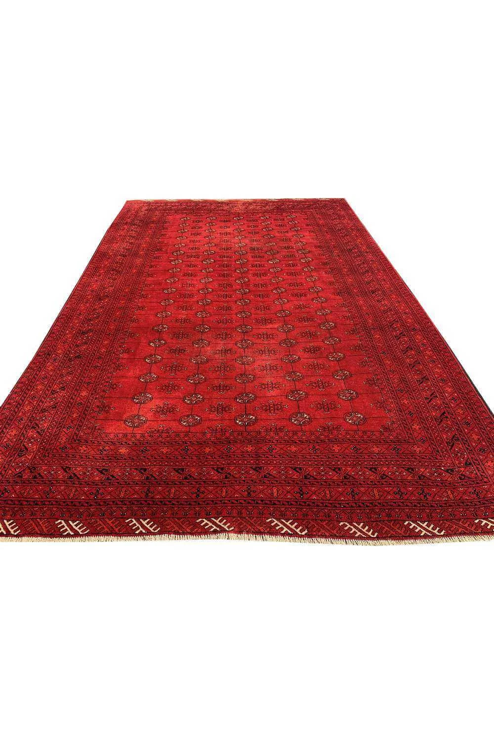 Amazing Hand Knotted Vintage Afghan Turkmen Moori Wool Area Rug 9.10 x 6.5 Ft