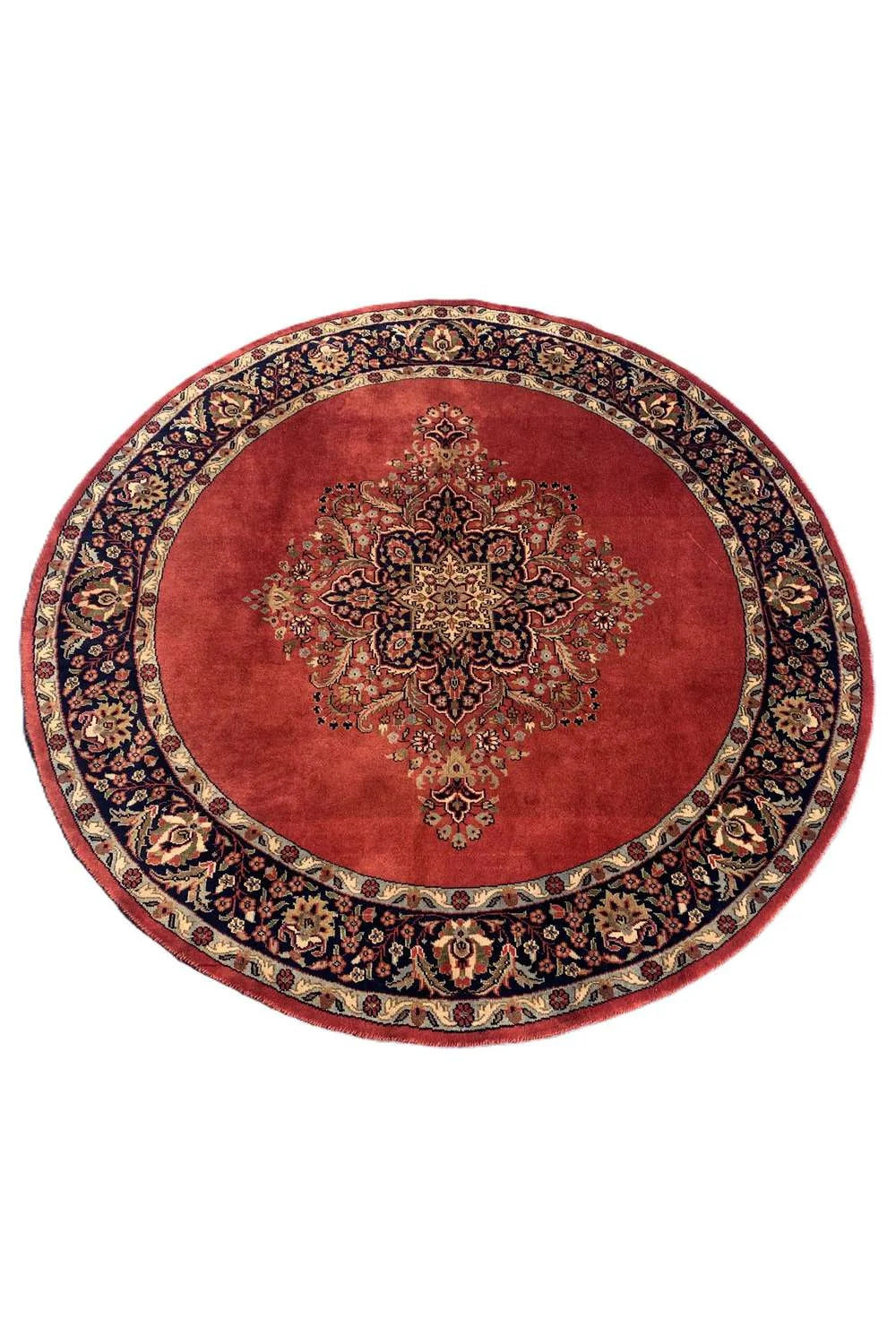 Amazing Hand Knotted Vintage Tabreez Round Wool Area Rug 6.5 x 6.5 Ft